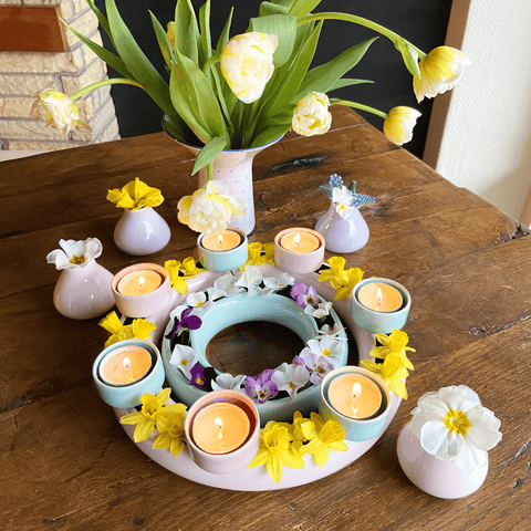 Blumenring mit 4 Teelichthaltern 735B | Dekor 059-1