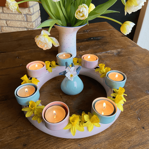 Blumenring mit 4 Teelichthaltern 735B | Dekor 058